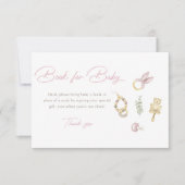 ピンクガール赤ちゃんシャワーブックベビーカード 招待状 (正面)