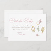 ピンクガール赤ちゃんシャワーブックベビーカード 招待状 (正面/裏面)