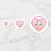 ピンクガール赤ちゃんシャワーペンギンかわいいテーブル紙吹雪 コンフェッティ (正面)