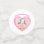 ピンクガール赤ちゃんシャワーペンギンかわいいテーブル紙吹雪 コンフェッティ (スモール正面)