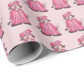 ピンクガール院卒業キャップガウン卒業証書 ラッピングペーパー (ロールコーナー)