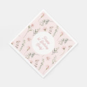 ピンクガール1stバースデーワイルドフラワーと緑 スタンダードランチョンナプキン (角)