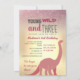 ピンクガール3rd誕生日招待状 招待状