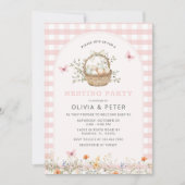 ピンクガール ネスティングパーティー 準備 ネスト ベビーシャワー 招待状 (正面)