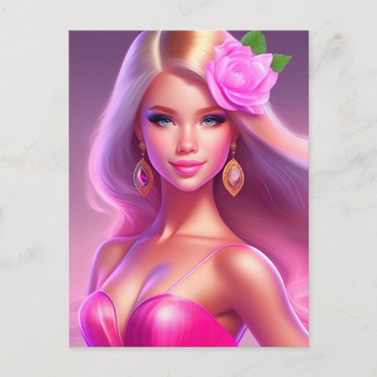 ピンクガール ポストカード (正面)