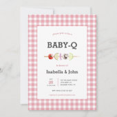 ピンクガールBabyQカップル赤ちゃんシャワー招待状 招待状 (正面)