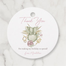 ピンクガールBohoベビーシャワーパーティーありがとうラベル フェイバータグ