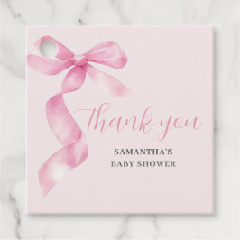 ピンクガールBow赤ちゃんシャワーありがとう フェイバータグ