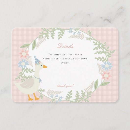 ピンクガ間抜けースギンガムフローラ詳細 エンクロージャーカード (正面)