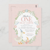 ピンクガ間抜けースフローラギンガムファースト誕生日 ポストカード (正面/裏面)