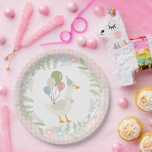 ピンクガ間抜けースフローラギンガム紙 ペーパープレート (パーティー)