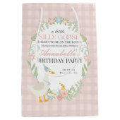 ピンクガ間抜けースフローラギンガム誕生日の好意 ミディアムペーパーバッグ (正面)