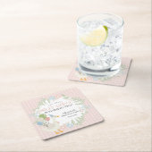 ピンクガ間抜けースフローラギンガム誕生日 スクエアペーパーコースター (インサイチュ)