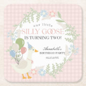 ピンクガ間抜けースフローラギンガム誕生日 スクエアペーパーコースター (正面)