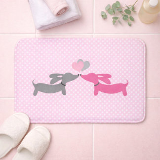 ピンクキスをするのDachshundsをテーマにした浴室 バスマット