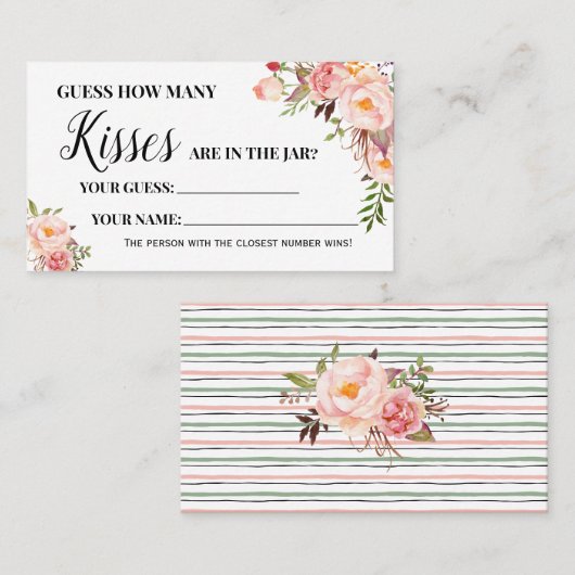 ピンクキスブライダルシャワーゲームカード プレイスカード (正面/裏面)