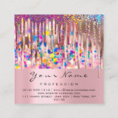 ピンクキスLIPMakeupアーティストUnicornホログラフィードリップ スクエア名刺 (裏面)