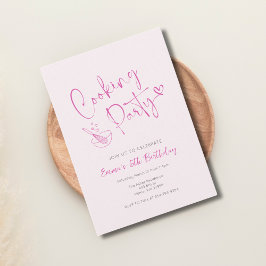 ピンクキッズ料理誕生日招待状テンプレート 招待状