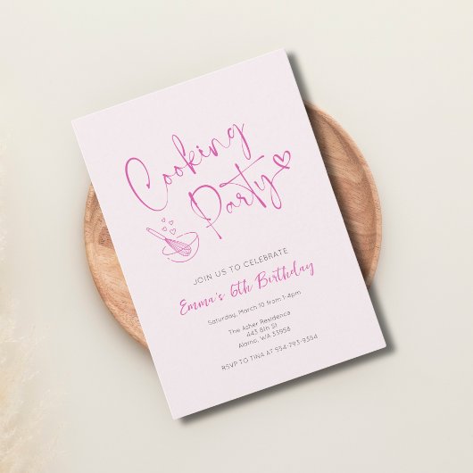 ピンクキッズ料理誕生日招待状テンプレート 招待状
