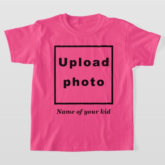 ピンクキッズTシャツの子供の名前と写真 Tシャツ (レイダウン)