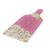 ピンクキッチンフローラ水彩花蝶 カッティングボード (角)