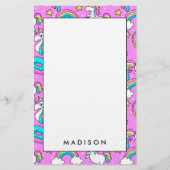 ピンクキッチーのきらきら光る一角獣おもしろいと子猫 便箋 (正面)