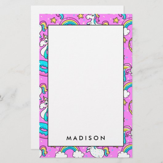 ピンクキッチーのきらきら光る一角獣おもしろいと子猫 便箋 (正面/裏面)