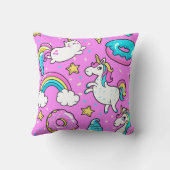 ピンクキッチーの輝くおもしろいユニコーンと子猫 クッション (裏面)