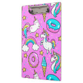 ピンクキッチーの輝くおもしろいユニコーンと子猫 クリップボード (左)