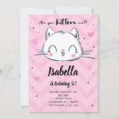 ピンクキッテンガールズ誕生日招待状 招待状 (正面)