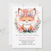 ピンクキツネメドウブリスプルーボホガールベビーシャワー 招待状 (正面)