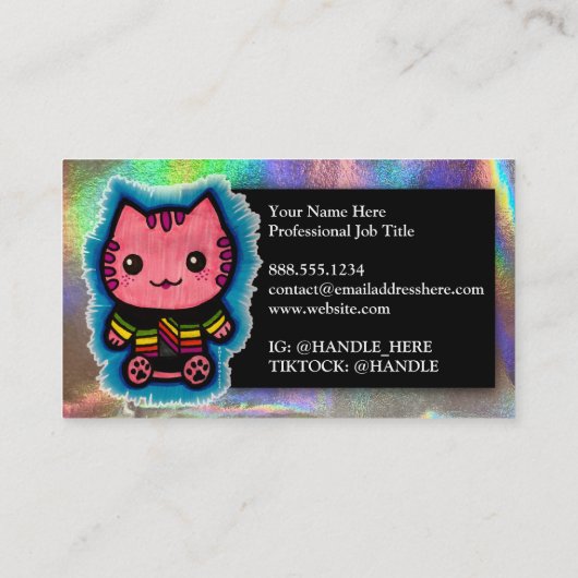 ピンクキティキャットナニー先生ペットシッタードッグウォーカー 名刺 (裏面)