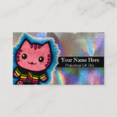 ピンクキティキャットナニー先生ペットシッタードッグウォーカー 名刺 (正面)