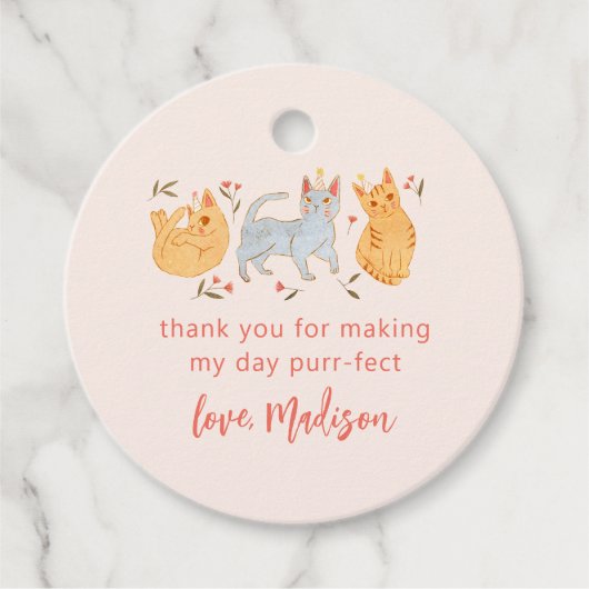 ピンクキティキャットパーフェクト誕生日パーティー フェイバータグ (正面)