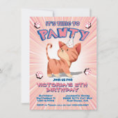 ピンクキティキャット誕生日ポーティパーティー 招待状 (正面)