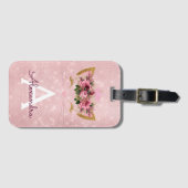 ピンクキティスパークルプリンセスモノグラム名前 ラゲッジタグ (正面横)