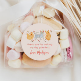 ピンクキティ猫の誕生会のお願い ラウンドシール