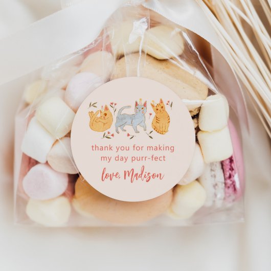 ピンクキティ猫の誕生会のお願い ラウンドシール