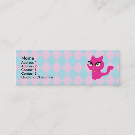 ピンクキティ猫プロフィールカード スキニー名刺 (正面)