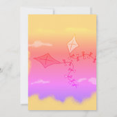 ピンクキテススケッチ子供の誕生日パーティー 招待状 (裏面)