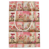 ピンクキノコの家 ミディアムペーパーバッグ (正面)