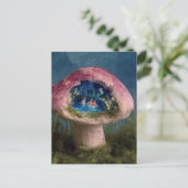 ピンクキノコの超現実的なスイミングプール ポストカード (スタンド正面)