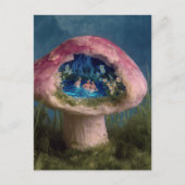 ピンクキノコの超現実的なスイミングプール ポストカード (正面)