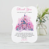 ピンクキャッスルウォーターカラー1st誕生日サンキューカード (スタンド正面)