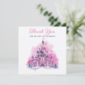 ピンクキャッスルウォーターカラー1st誕生日サンキューカード サンキューカード (スタンド正面)