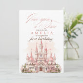 ピンクキャッスルキングダムプリンセス1st誕生日パーティー 招待状 (スタンド正面)