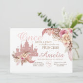 ピンクキャッスルフラワーパンパスプリンセス1st誕生日 招待状 (スタンド正面)