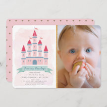 ピンクキャッスルプリンセスガール写真1st誕生日