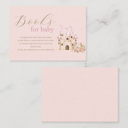 ピンクキャッスルプリンセスベビーシャワーブックベビー エンクロージャーカード (正面/裏面)