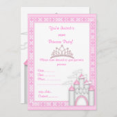 ピンクキャッスルプリンセス誕生日パーティー招待 招待状 (正面/裏面)